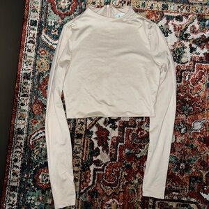 Meshki Cream Long Sleeve Crop Top